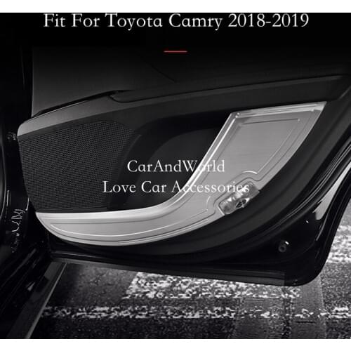 For Toyota Camry 8th 2018 2019 Car Styling Side Edge Door Anti-kick Panel Protection Pad Trims Cover Stainless Steel Accessories