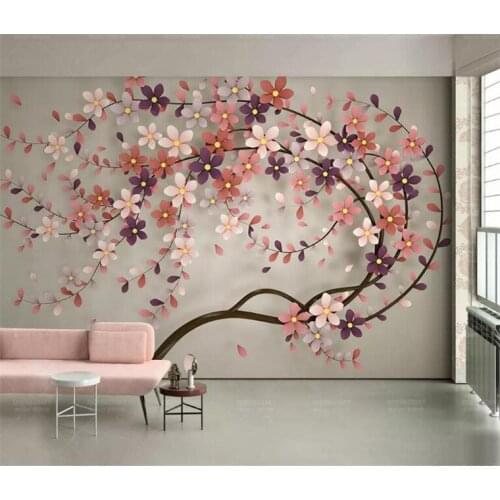 Photo Wallpaper tree flower North Europe style 3D stereo Mural Wall Paper For Living Room Wallpaper TV Background Home Decor