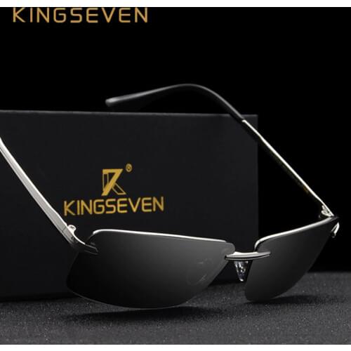 KINGSEVEN 2019 Rectangle Sunglasses Men Travel Polarized Rimless Sun glasses Male Fishing Eyewear Oculos Gafas N7905