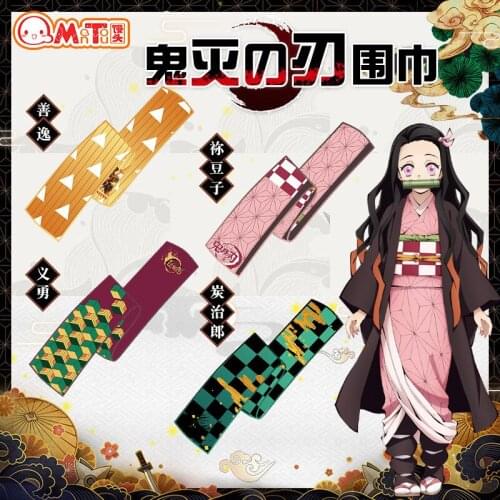 Anime Demon Slayer Kimetsu No Yaiba Tanjiro Kamado Nezuko Cosplay Costumes Winter Scarf for Halloween Party