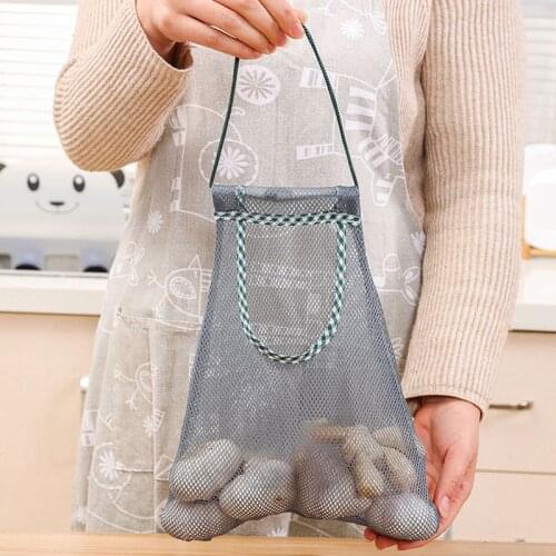 Kitchen Storage Mesh Bag Vegetable Fruit Storage Bags Onion Potato Storage Hanging Bags Hollow Breathable Garlic Ginger Mesh Bag