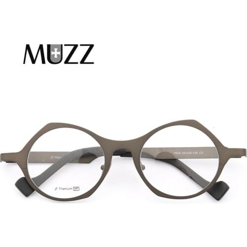 MUZZ Unisex Pure Titanium Frames Women Optical Irregular Super Small full rim Eyeglasses Frame high myopia Prescription Glasses