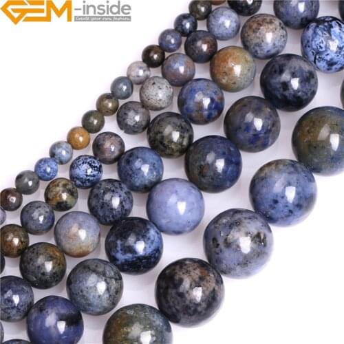Natural Stone Round Blue Sunset Dumortierite Beads For Jewelry Making Strand 15inch DIY Necklace