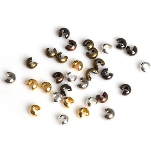 Free Shipping 100pcs/lot Crimp Beads Cover Jewelry Findings Accessory For DIY Bracelet Necklace Jewelry Making