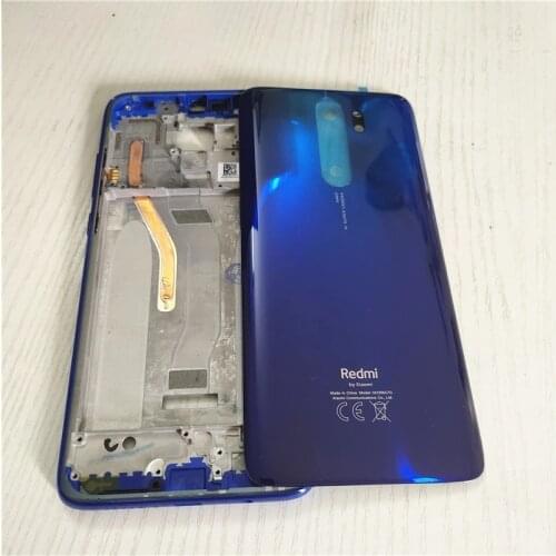 Original Middle Frame Housing Bezel Front Frame + Battery Back Cover With Power Volume Button Parts For Xiaomi Redmi Note 8 Pro
