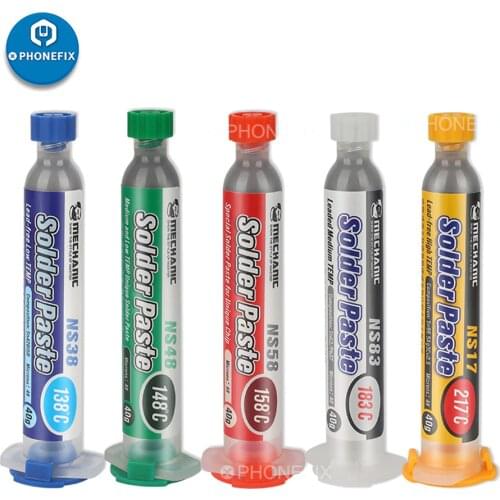 MECHANIC Solder Paste Sn63/Pb37 Solder Paste Flux Medium High Temperature Solder Paste Phone PCB Repair with Syringe Needles