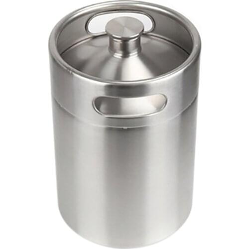 304 Stainless Steel 5L Mini Keg Beer Pressurized Growler Portable Beer Bottle Home Brewing Beer Making Tool
