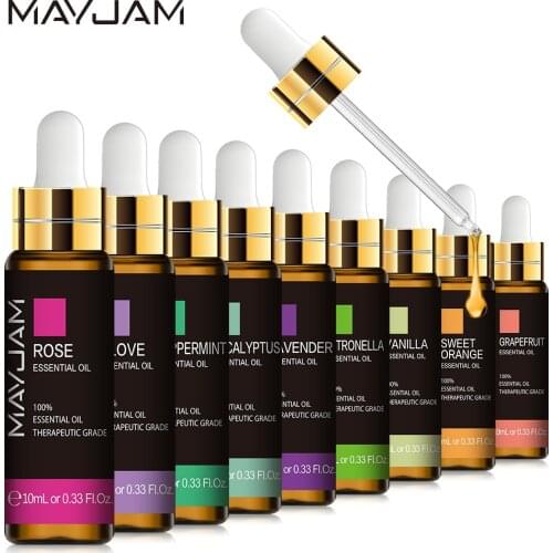 10ML Lavender Essential Oil Diffuser Pure Essential Oils Rose Eucalyptus Jasmine Vanilla Mint Sandalwood Tea Tree Aroma Oil