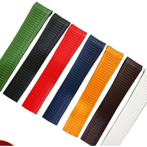 21mm Curved End Metal pins Rubber Silicone Watch Band Fit For Patek PP Philippe AQUANAUT 5167A Black Brown Green Blue Soft Strap