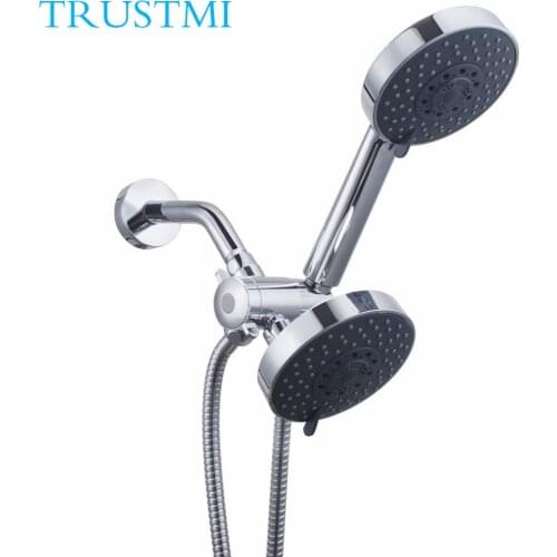 Hand Held Showerhead & Rain Shower Combo, High Pressure 5 Function Bath System with Stainless Steel Hose 3 Way Diverter, Chrome