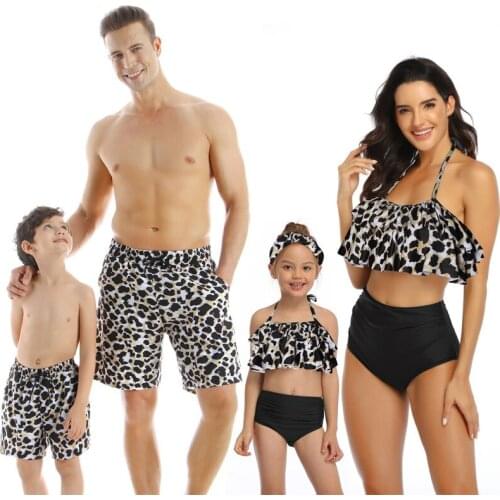 Sexy Leopard Bikini Beach Shorts Family Matching Swimwear Mommy and Me Clothes Mum Mother and Daughter Matching Couple Swimsuit