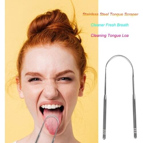 Stainless Steel Tongue Cleaner Brush Oral Hygiene Care Tools Keep Fresh Breath Maker Tongue Cleaning Scraper