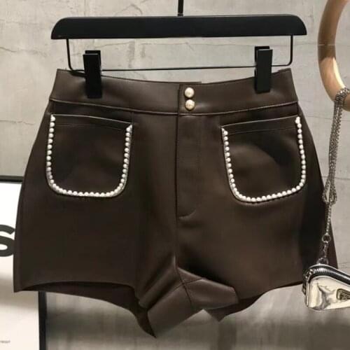 Real Sheep Leather Shorts Casual Ladies Natural Lambskin Pants