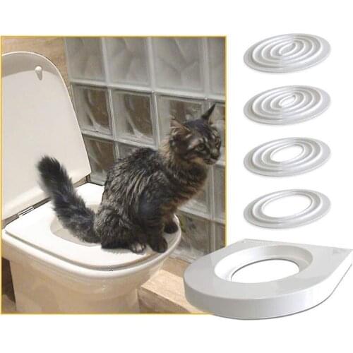 Cats Toilet Training Kit PVC Pet Litter Box Tray Set Professional Puppy Cat Cleaning Trainer Toilet for Cat Training Toilet Seat