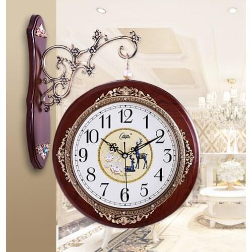 Vintage Digital Wall Clock Silent Arabic Double Sided Quartz Wall Clock Classic Mute Living Room Wandklok Home Decor AD50WC