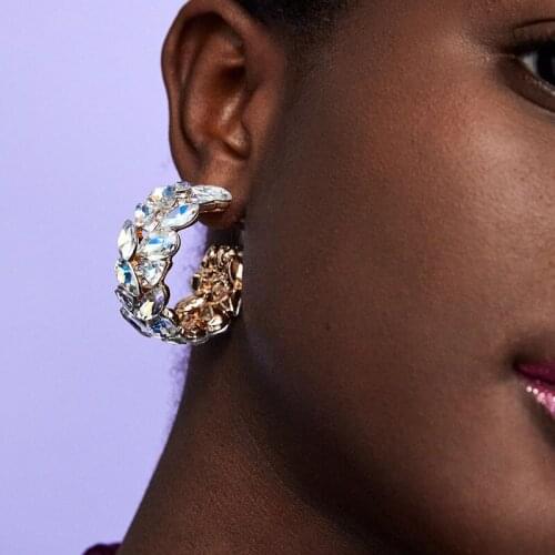 Korean Earring For Women Pendientes Mujer Moda 2019 Hoop Earrings Female Circle Crystals Za Earrings Jewelry Oorbellen Brinco