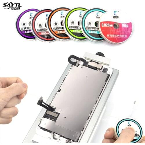 0.035/0.04/0.05/0.06/0.08MM100M LCD Screen Separation Diamond Wire Alloy Steel Molybdenum Cutting Line Mobile Phone Repair Tools