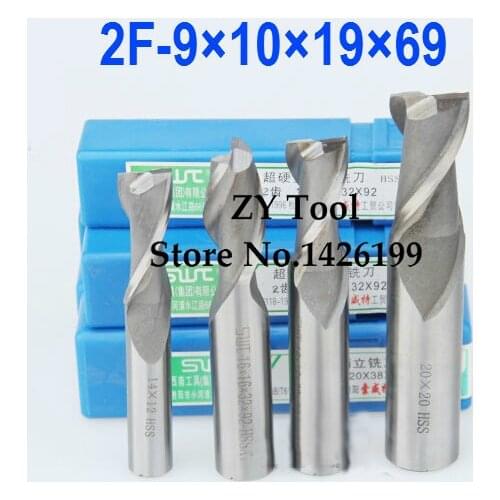 10pcs/set 9.0MM 2 Flute HSS & Aluminium endmill milling cutter CNC Bit Milling Machine tools Cutting tools.Lathe Tool,router bit