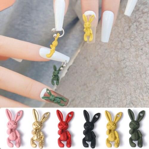 10Pc Cartoon Nail Art Decorations Cute Rabbit DIY Nail Jewelry Sweet Skeleton Bunny Manicure Accessories