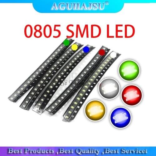 100pcs=5colors x 20pcs 0805 SMD LED diodes light yellow red green blue White Hot sale