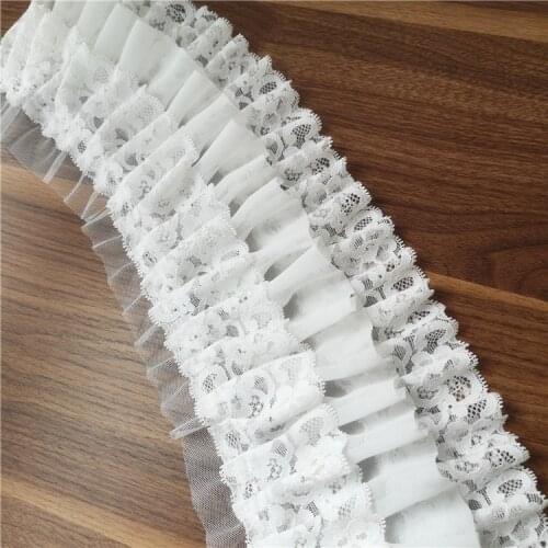 12cm wide diy 3 layer white chiffon lace dress shoulder strap skirt cuffs Lace accessories 3yards/lot