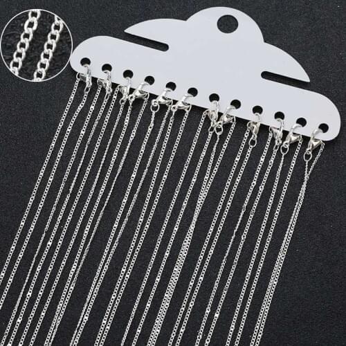 12pcs/pack Silver Rhodium 1.3mm Roll Chains for Necklace Bracelet with Lobster Clasps Copper Link Chains Accessories Length 40cm