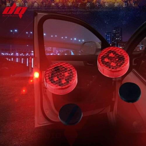2pcs/Set Flashing LED Warning Lamp Auto Strobe Traffic Light Red Car Door Lights Anti Collision Magnetic Control Car-styling