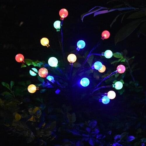 20 LED Warm White Big Crystal Ball Solor Garden Light Outdoor Flower Lights for Yard,Lawn,Pathway,Backyard,Christmas,Party