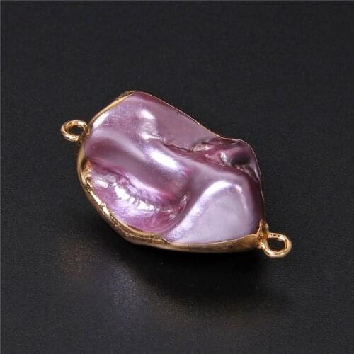 3PCS Purple Natural Freshwater Pearls Pendants Accessories Irregular Shell Pearl Beads Charms Connector for Jewelry Making DIY