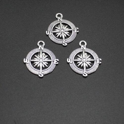 6pcs retro diy jewelry accessories explosion models compass ancient silver small pendant jewelry accessories