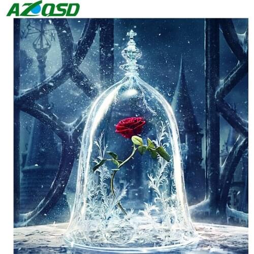 AZQSD Diamond Embroidery Rose Mosaic Full Square Needlework Diamond Painting Flower Picture Of Rhinestones Home Decor