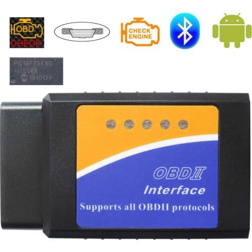 V1.5 OBD2 Scanner ELM327 Bluetooth Car Diagnostic Scanner For Android ELM 327 v 1.5 OBD 2 Auto Diagnostic Tools Real PIC18F25K80