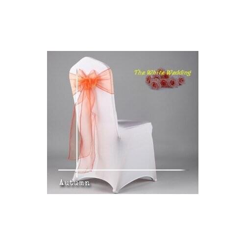 Free Shipping to US 130 Premium Jacinth Organza Chair Sashes for Chairs Banquet Chair Decoration