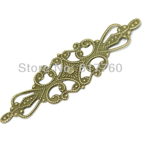 Free shipping-50Pcs Antique Bronze Filigree Wraps Connectors DIY Jewelry Findings 9.2x2.8cm(3-5/8"x1-1/8") J0617
