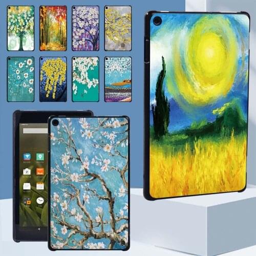 Tablet Back Case for Amazon Fire 7 5/7/9th Gen /HD 8 /Fire HD 10/Fire HD 8/ Plus 10th Gen 2020 Oil Painting Series + Stylus
