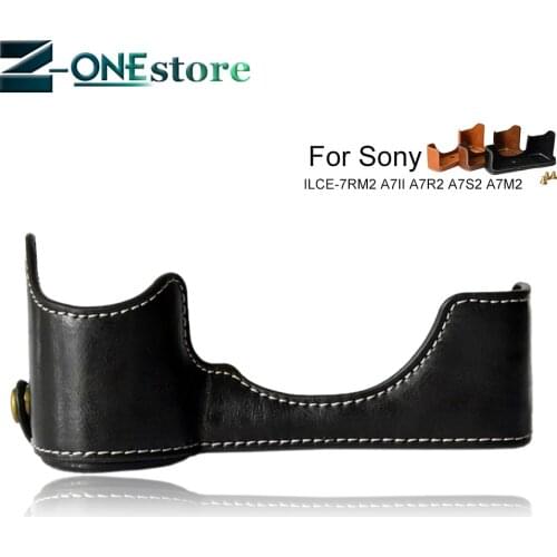 PU Leather Half Body Set Cover Camera Bag Case For Sony ILCE-7RM2 A7II A7R2 A7S2 A7M2 A7 markII With Battery Opening