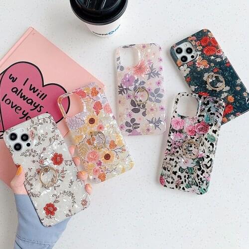 SUYACS Retro Flower Dream Shell Phone Case For iPhone 12 11 Pro Max XS Max X XR 7 8 Plus Soft IMD Coque For iPhone 11 Case Funda