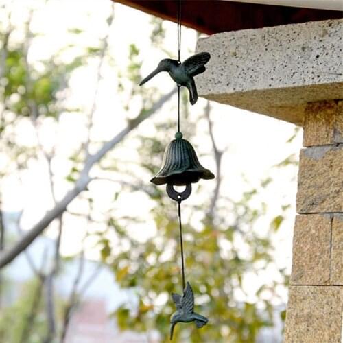Japan Style Cast Iron Wind Chime Vintage Hummingbird Shape Hanging Drop Antique Windchimes Outdoor Indoor Garden Decoration