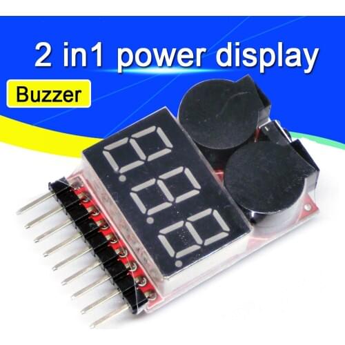 For 1S/2s/3s/4s/5s/6s/7s/8s Low Voltage Buzzer Alarm Lipo Battery Voltage Indicator Tester 3.7v 7.4v 11.1v