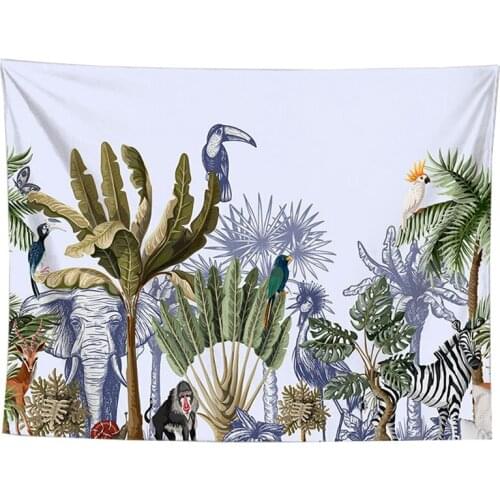 Animal tapestry banana tree tapisserie murale fleurs tropical jungle large wall fabric carpet bedroom decorations