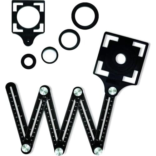 Six-Fold Measuring Ruler Aluminum Alloy Opening Locator Tile Hole Protractor Angle Finder Measurment Hole Punch Carpenter Tools