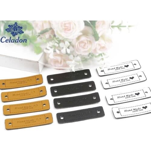 12pcs/lot Handmade Love Heart Leather Tags For Lover Family Friendship Gifts Hand Made Craft Jewelry Findings