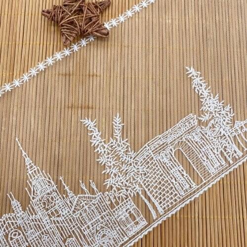 15yards/lot White Palace Embroidered Lace Ribbons Fabric Trim DIY Sewing Handmade Craft Materials Hair Bow Accessories