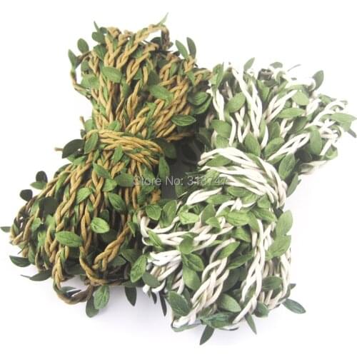 Lucia crafts Width 1cm DIY Wax Cord With Leaves Packaging Material Home Decorative Rope 2 yards/lot W0805
