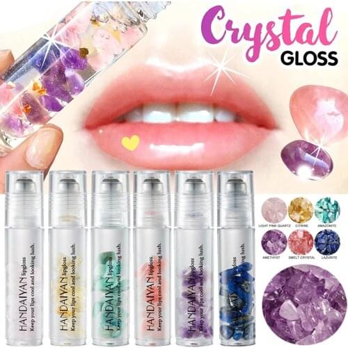 New Crystals Ball Lip Gloss Instant Plumper Oil Shiny Clear Moisturizing Lip Balm Long Lasting Sexy Lipstick Makeup Cosmetics