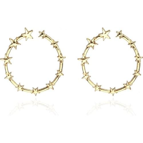 Fashion Jewelry Temperament Wild Earrings Star Ring Earrings Five-Pointed Star Alloy Geometric Earrings Gift