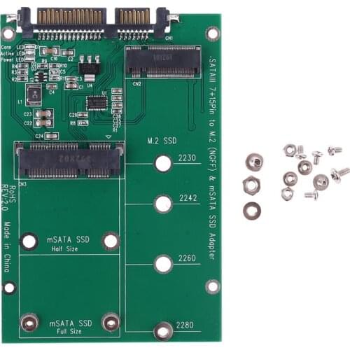 MSATA & M.2 (B-Key NGFF) 2in1 Sized Multiple SSD to SATA 3 III Adapter Converter