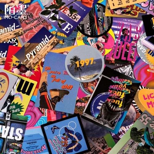 45pcs/pack Fantastic Outer Space Handbook Sticker Steam Wave Cool Handbook Collage Diy Decoration Material Sticker