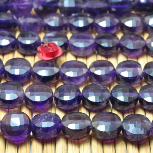 Natural Purple Amethyst Faceted Coin Loose Beads Wholesale Gemstone Semi Precious Stones Bracelet Necklace Diy Jewelry Making