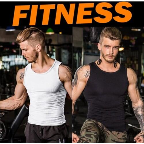 New 2019 Summer Men screw thread fitness GYM Training running sweat elastic sport shape garment tights toning vest